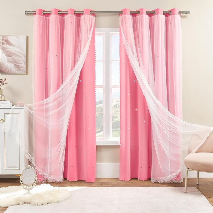XiDi Pink Blackout Curtains, Room Darkening Curtains by Addsomecolortolife