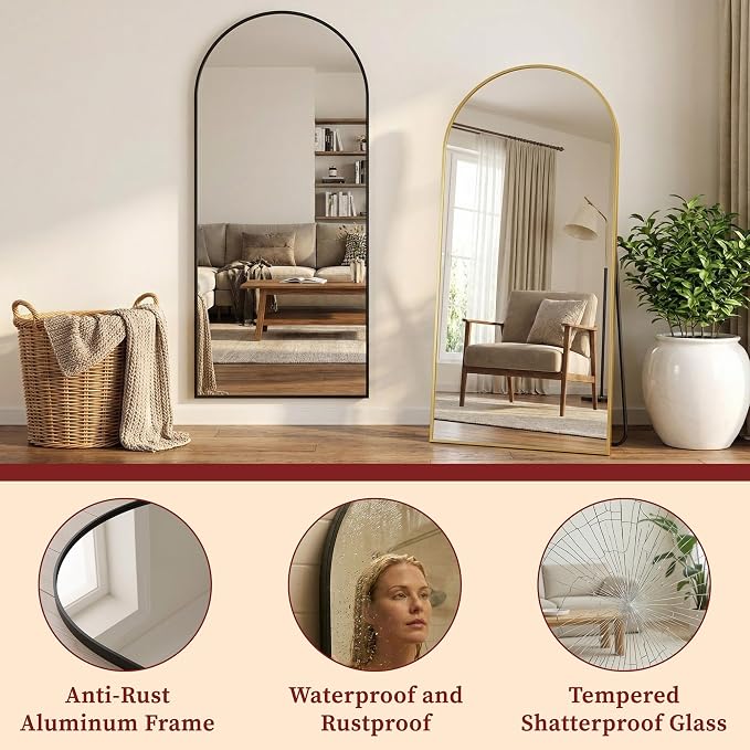 Suidia 86"x46" Arched Full Length Mirror - Image 6