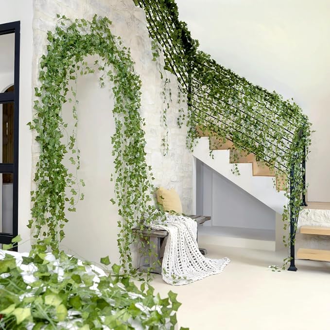 CQURE 72 Pack 504Ft Artificial Ivy Fake Vines, Ivy Garland Greenery Garland - Image 9