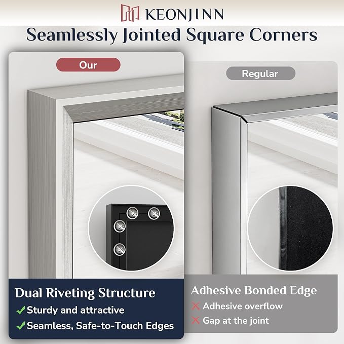 Keonjinn 48 x 30 Inch Brushed Nickel Bathroom Mirrors - Image 4