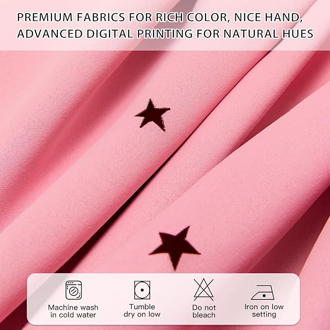 XiDi Pink Curtains for Girls Room, Kids Bedroom Blackout Curtains, Hot Pink - Image 3