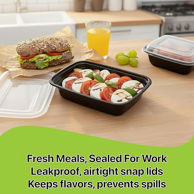 Meal Prep Containers [150 Set] x [24 oz] with Lids, 1 compartment, Stackable, Reusable, Leakproof, Food Safe, Microwave, Freezer & Dishwasher Safe for Food Prep Storage Bento (150 Set, 24 oz)
