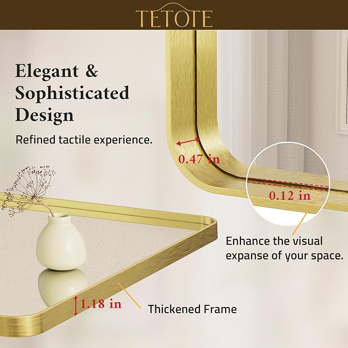 TETOTE 30 x 36 Inch Gold Mirror - Image 5