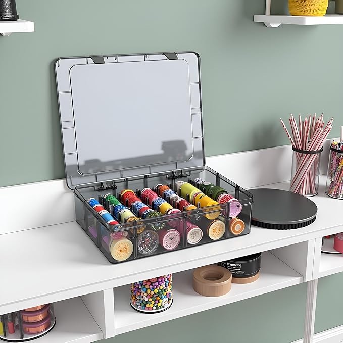 Plastic Organizer Box, 12 Grids Clear Bead Organizer Compartment Box with Removable Dividers for Tackle box,Parts, Earring Container Tool Fishing Hook Hair Accessories,8.8" L x 6.7" W x 2" H