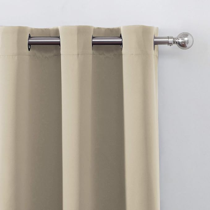 LEMOMO Beige Blackout Curtains/52 x 108 Inch/Set of 2 Panels Room Darkening - Image 7
