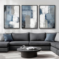 Large Framed Blue and Grey Abstract Wall Art by Cuspin