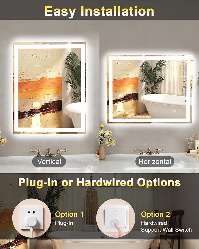 24x32 LED Bathroom Mirror with Lights, Super Bright Front & Backlit Vanity - Image 7