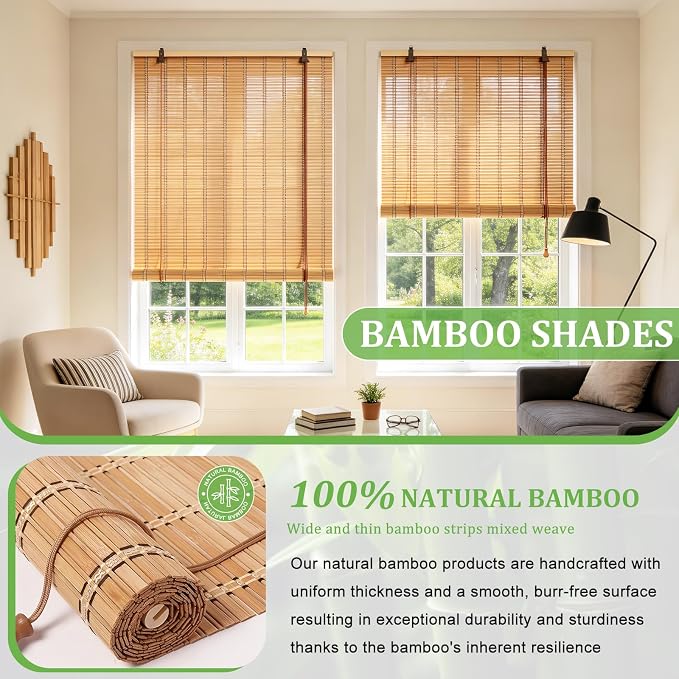 Bamboo Blinds 42x48 inch Bamboo Roman Shades - Image 3
