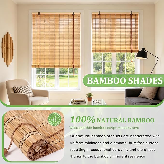 Bamboo Blinds 64x72 inch Bamboo Roman Shades - Image 3