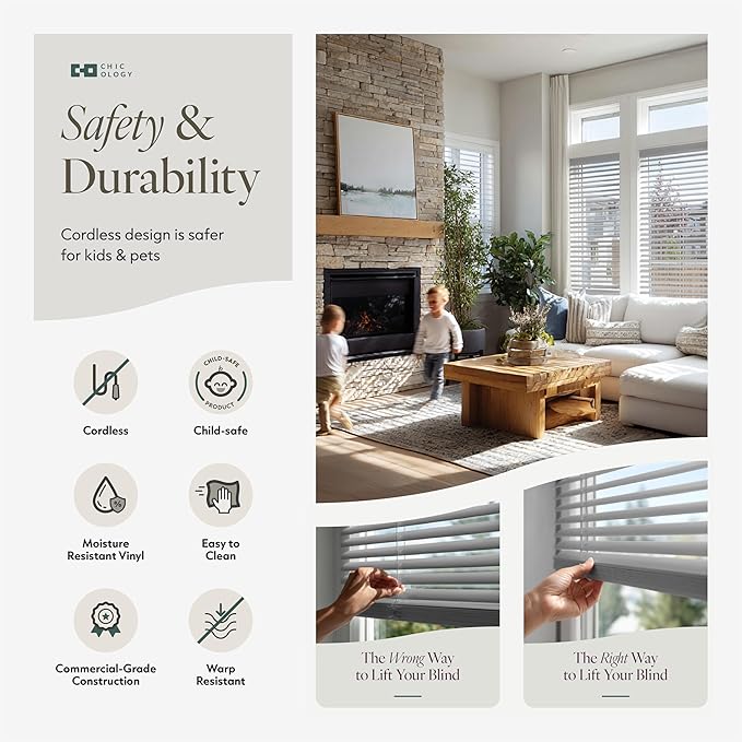 CHICOLOGY Cordless Mini Blinds for Indoor Windows, 62.5" W x 60" H, Light - Image 7