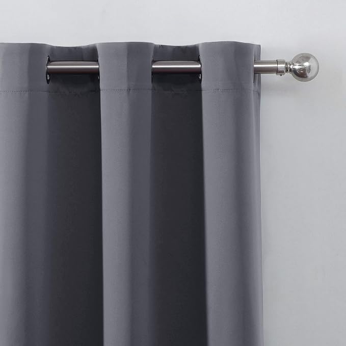 LEMOMO Grey Thermal Blackout Curtains/52 x 54 Inch/Set of 2 Panels Room - Image 7