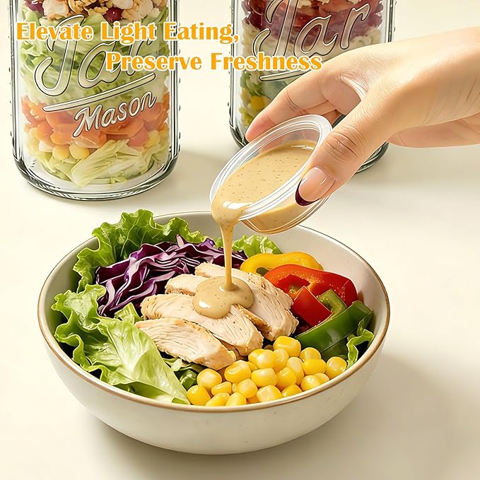 Accguan 32oz Glass Salad Jars with Lids Meal Prep, Leakproof Container Mason Jars for Lunch, Two Small Built-in Boxes with Wet/Dry Separation for salad Dressing and Dry Ingredients, salads Pod,12 Pack