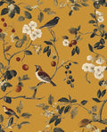 Laatse Vintage Bird Wallpaper 17.5"x393" Yellow Chinoiserie Floral Wallpaper by Laatse