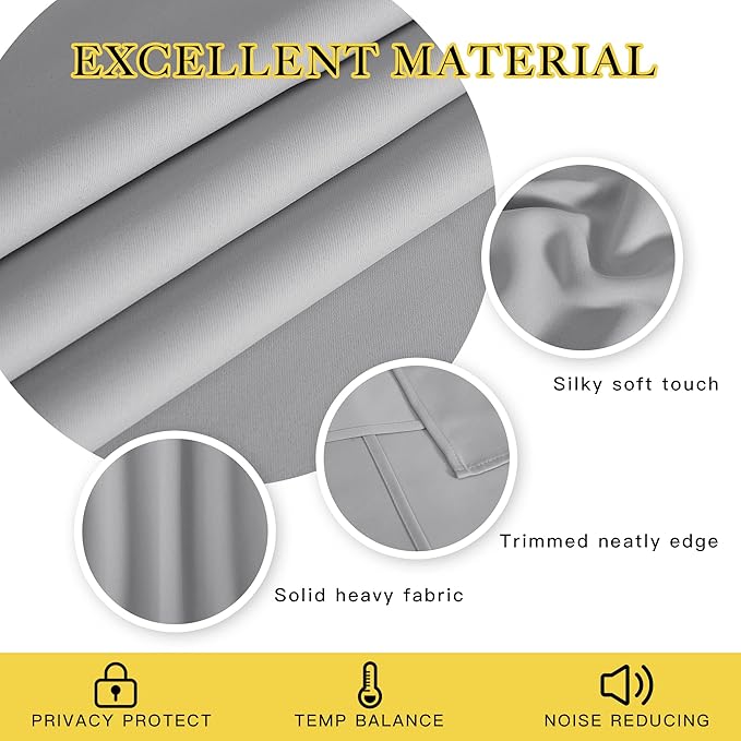 NICETOWN Bedroom Curtain Room Darkening Drapery 102 inches Length - Image 2