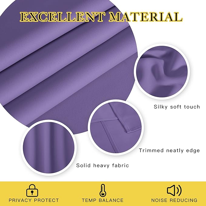 NICETOWN Blackout Sliding Glass Door Curtains, Room Darkening Thermal Insulated - Image 2