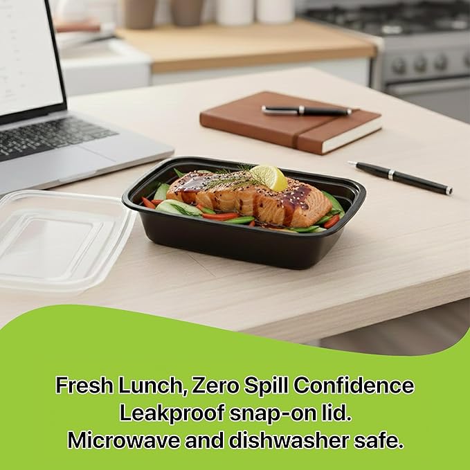 Meal Prep Containers [150 Set] x [24 oz] with Lids, 1 compartment, Stackable, Reusable, Leakproof, Food Safe, Microwave, Freezer & Dishwasher Safe for Food Prep Storage Bento (150 Set, 24 oz)