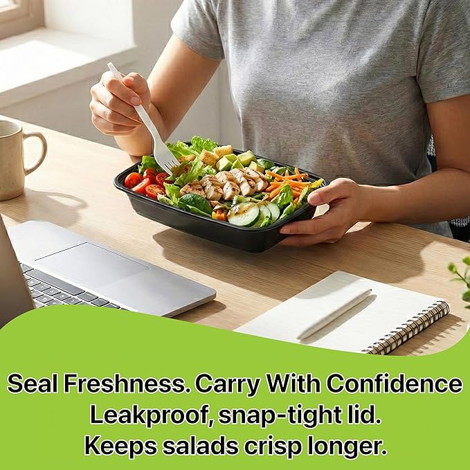 Meal Prep Containers [10 Set] x [28 oz] with Lids, 1 compartment, Stackable, Reusable, Leakproof, Food Safe, Microwave, Freezer & Dishwasher Safe for Food Prep Storage Bento (10 Set, 28 oz)