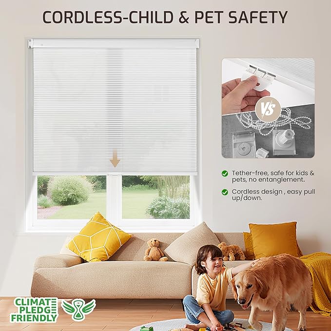 Grandekor No Tools No Drill Cordless Cellular Shades, 34.5" W × 64" H, Light - Image 4