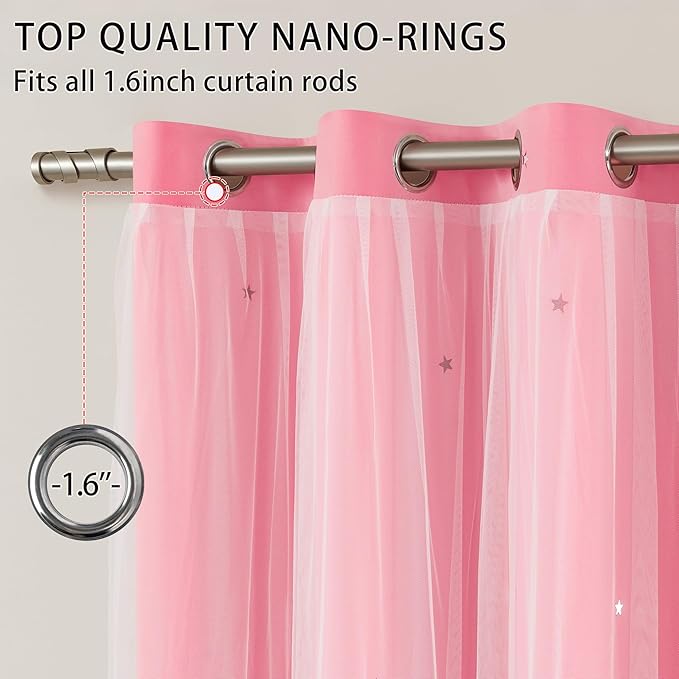 XiDi Curtains for Girls Bedroom, Room Darkening Hot Pink Curtain, 1 Panel - Image 2