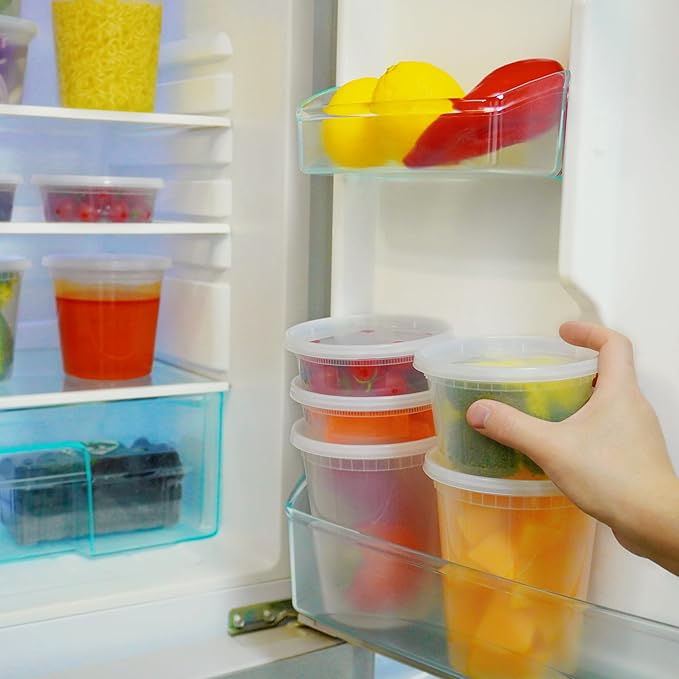 TashiBox 48 Sets 32 oz Plastic Deli Containers with Lids - Clear Airtight Food Storage & Meal Prep Containers, BPA Free, Stackable, Leakproof, Microwave & Freezer Safe