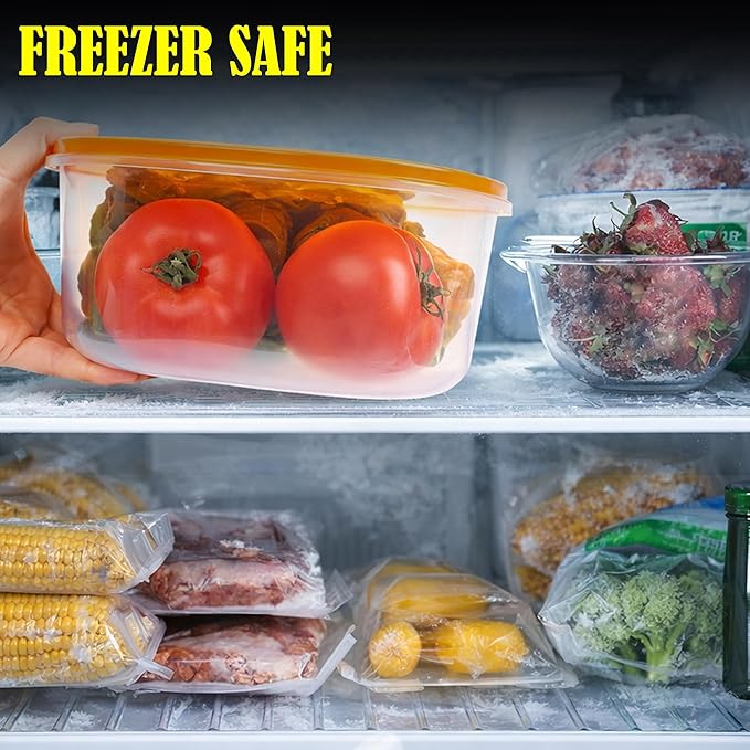 ARSUK 14PCS Nesting Plastic Food Storage Container Set with Airtight Leakproof Lids (7 Lids & 7 Containers) - Space Saving, BPA-Free Stackable Kitchen Storage - Freezer Safe & Microwavable