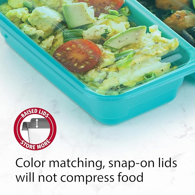GoodCook Meal Prep Rectangle Two Compartment 20-Piece, Teal, Made without BPA