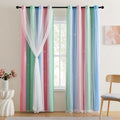 XiDi Pink & Rainbow Curtains for Kids & Girl Bedrooms by Addsomecolortolife