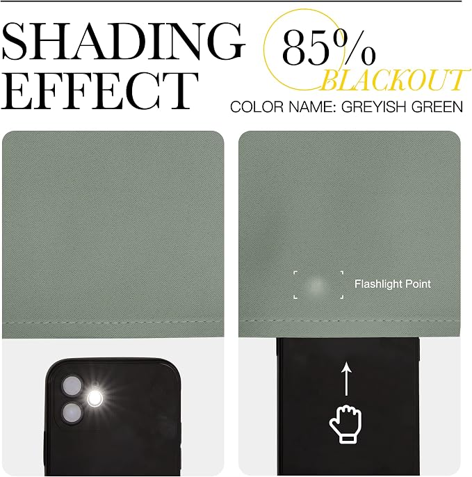 NICETOWN Greyish Green Blackout Curtains 90" Long - Image 5