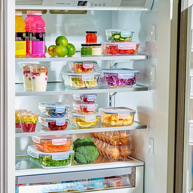 40pc Set Glass Food Storage Containers & Bowls with Airtight Lids - Leakproof BPA-Free Meal Prep Airtight Stackable Lunch Boxes, Kitchen Pantry & Storage Organizers - Microwave Freezer Dishwasher Safe
