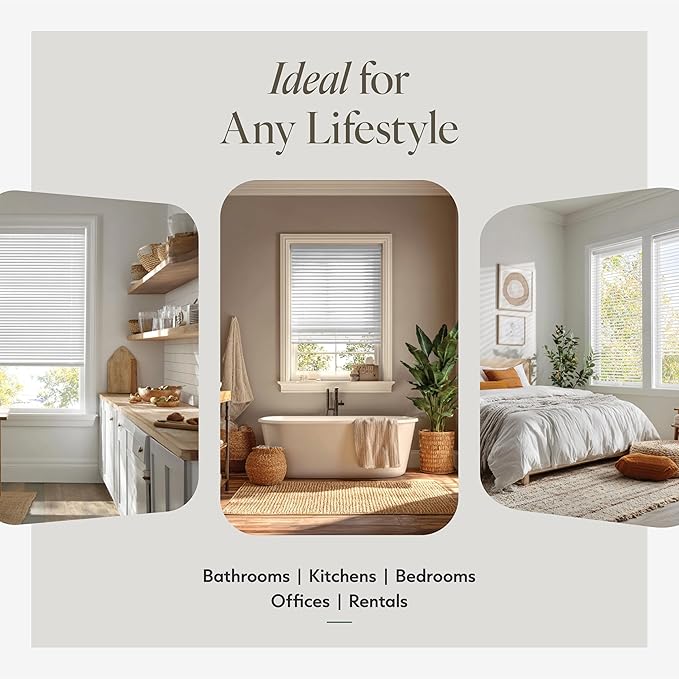 CHICOLOGY Cordless Mini Blinds for Indoor Windows, 74.25" W x 48" H, Light - Image 3