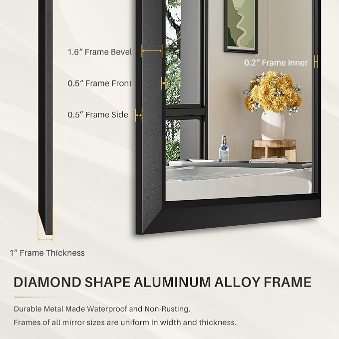 Briivue 48x32 Inch Black Bathroom Mirror - Image 4