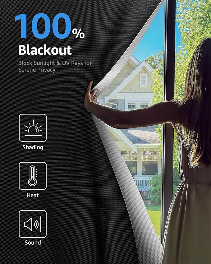 Sumobaby Blackout Curtains for Bedroom 63"x100" Portable No Drill Black Out - Image 2