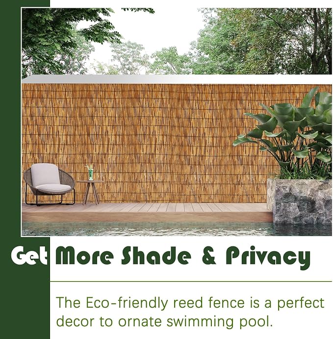 Barydat 1 Pcs 3 x 16.4 ft Reed Fence Roll, 85% Shade Bamboo Privacy Screen - Image 6
