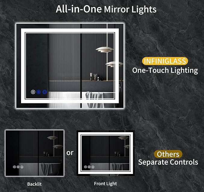48"x36" LED Bathroom Mirror - Image 2