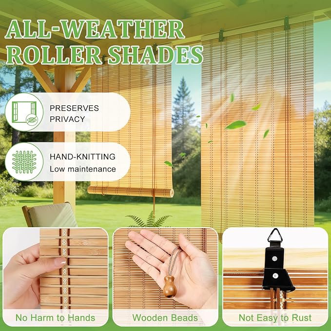 Bamboo Blinds 72x72 inch Bamboo Roman Shades - Image 2