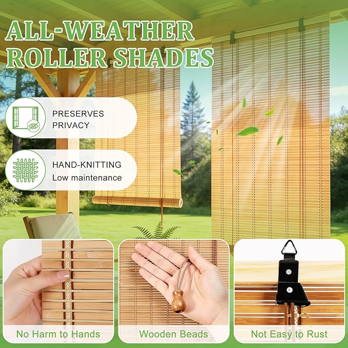 Bamboo Blinds 48x72 inch Bamboo Roman Shades - Image 2