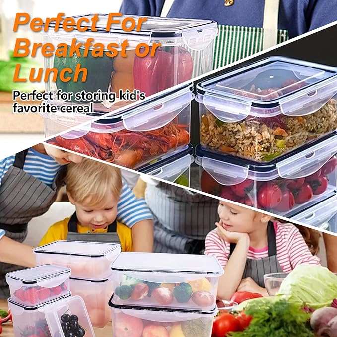 28 PCS Airtight Food Storage Containers with Lids(430ML-9L),BPA-Free Plastic Kitchen&Pantry Organizers, Stackable Leakproof Containers for Flour Sugar Cereal Snack Meal Prep (14 Pack-28 PCS)