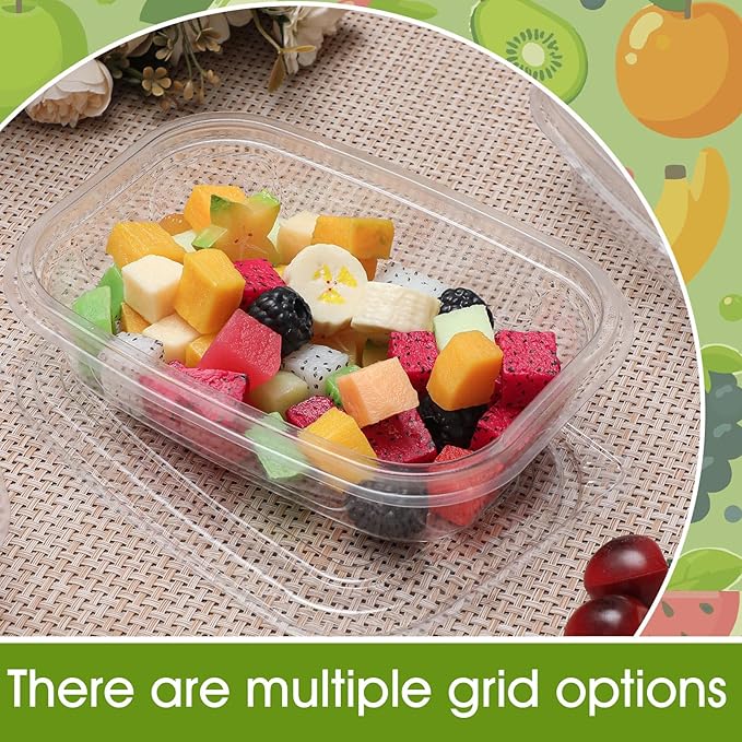 Chunful 36 Pcs 1 Compartment Transparent Snack Containers with Lids Disposable Bento Box Plastic Food Meal Prep Containers for Condiment Salad Dipping School Work Lunch