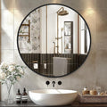 Black Round Mirror 22 Inch, Circle Wall Mirrors by Delma
