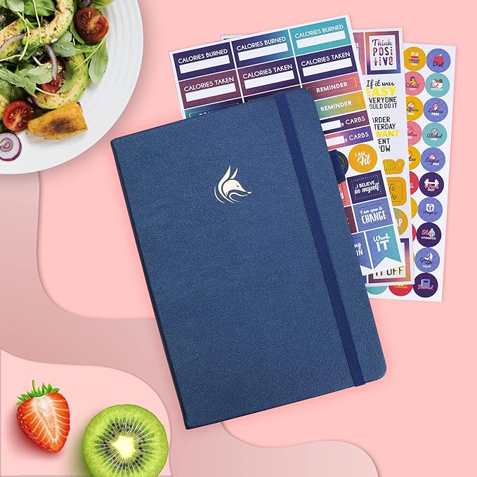 Clever Fox Wellness Planner - Weekly & Daily Health and Wellness Log, Food Journal & Meal Planner Diary for Calorie Counting, Notebook for Medical Condition Tracking, A5-Sized - Mystic Blue