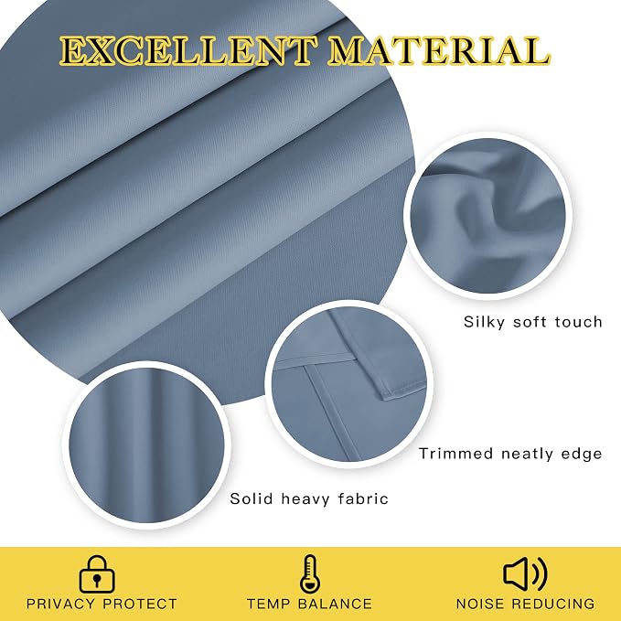 NICETOWN Stone Blue Blackout Curtains - Image 2