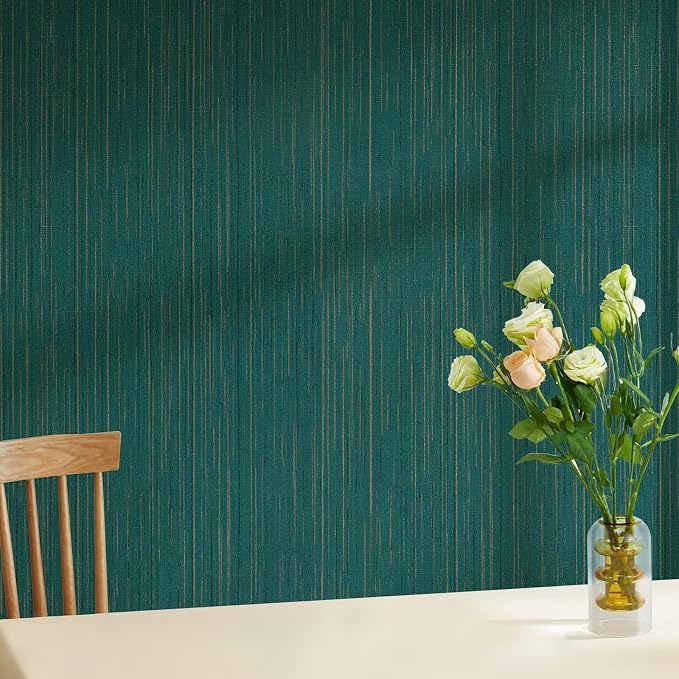 Teal Grasscloth Peel and Stick Wallpaper Texture Contact Paper A Set of 15.7" X - Image 4