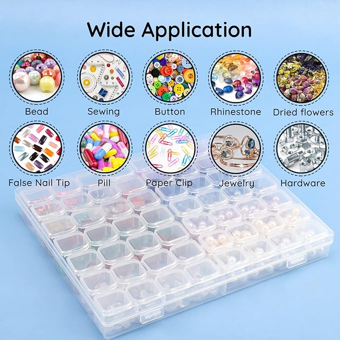 Segbeauty 56 Grids Clear Plastic Organizer Box, Gem Jewelry Storage Container with Dividers, Bead Organizer Earrings Storage Box Seeds Craft Organizers Screw Tool Boxes for Small Parts