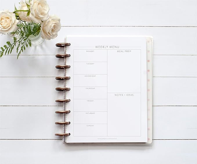 BetterNote Meal Plan Refill Pages for Discbound Planners, Fits Levenger Circa, TUL, Happy Planner, Staples ARC, Menu, Grocery List (6 months, 9-Disc, 7"x9.25")