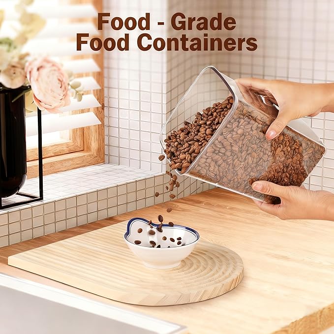 Pop Food Storage Containers Set Large Airtight Food Storage Containers with Pop Lids, Kitchen Pantry Organization and Storage, Cereal, Rice, Flour, Pasta & Snack Container, BPA Free, 2 x 2.8Qt