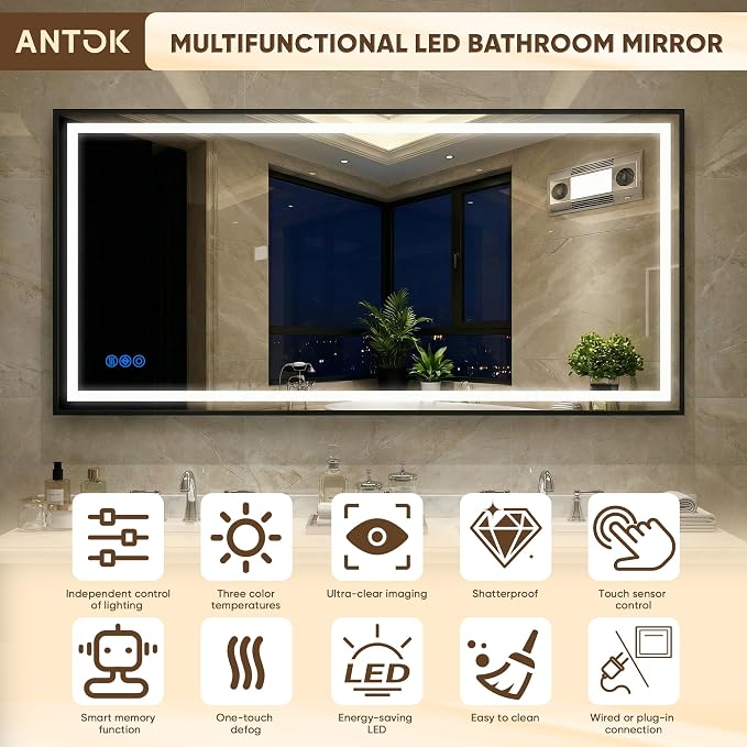 Antok 40X32 LED Bathroom Mirror - Image 7