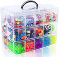 SGHUO 3-Tier Stackable Storage Container Box with Dividers-30 Compartments, Bead Organizers for Art Craft Storage, Washi Tape, Kids Toys, Jewelry, Beauty & Sewing Supplies
