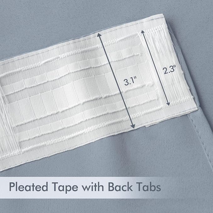 MIULEE Light Blue Back Tab Blackout Curtains 72 Inches Long 2 Panels Set - Image 4