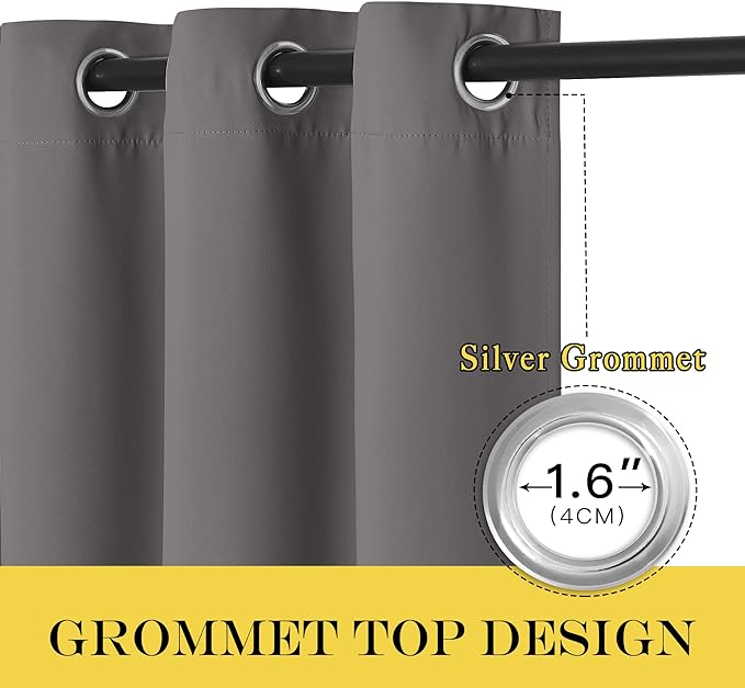 NICETOWN Grey Blackout Doorway Curtain 80 inch Length, Grommet Room Darkening - Image 3