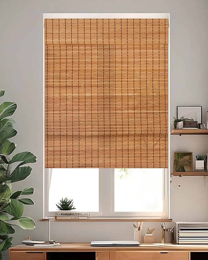 32''W X 72''H Cordless Bamboo Roman Shades by Chryeiiu